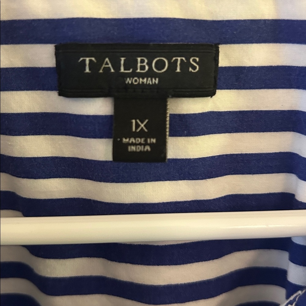 Talbots Navy and White Striped Top - Picture 2 of 7